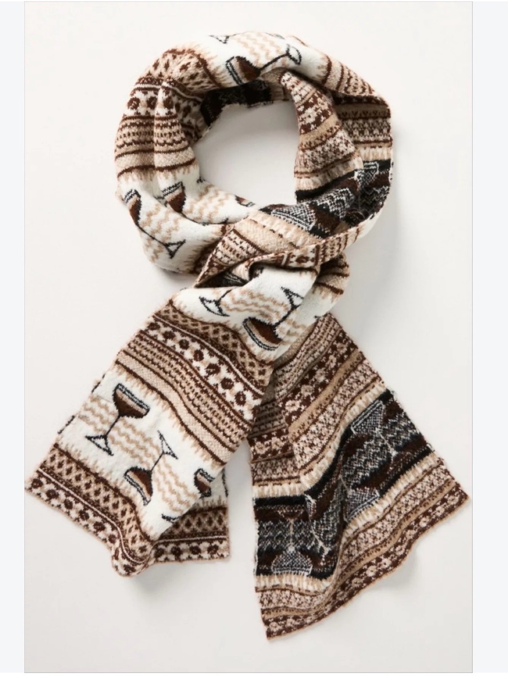 NWT Anthropologie Maeve Holiday Libation Scarf Espresso Martini